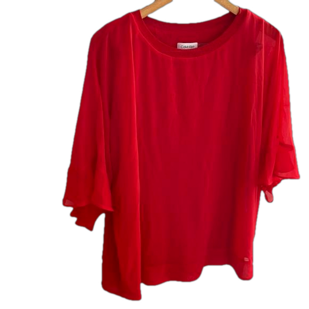 Calvin Klein red blouse/top size XL GUC